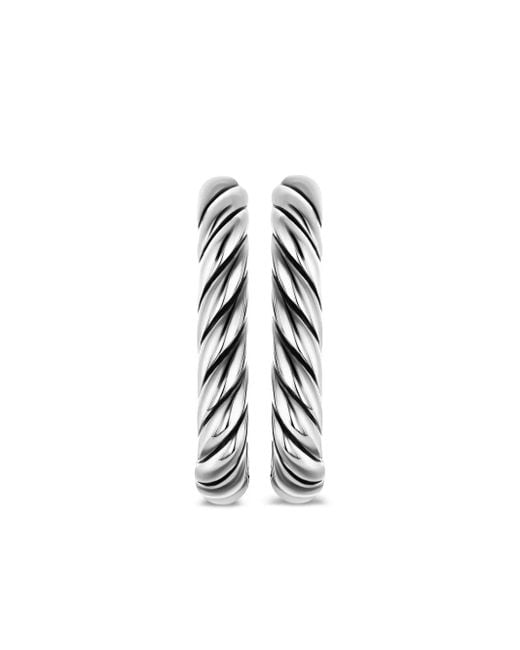 David Yurman White Sterling Dy Madison Hoop Earrings