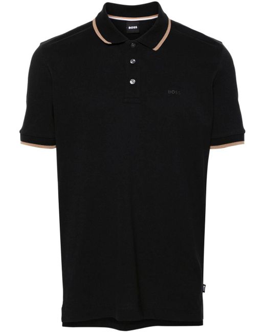 Boss Black Logo-embroidered Cotton Polo Shirt for men