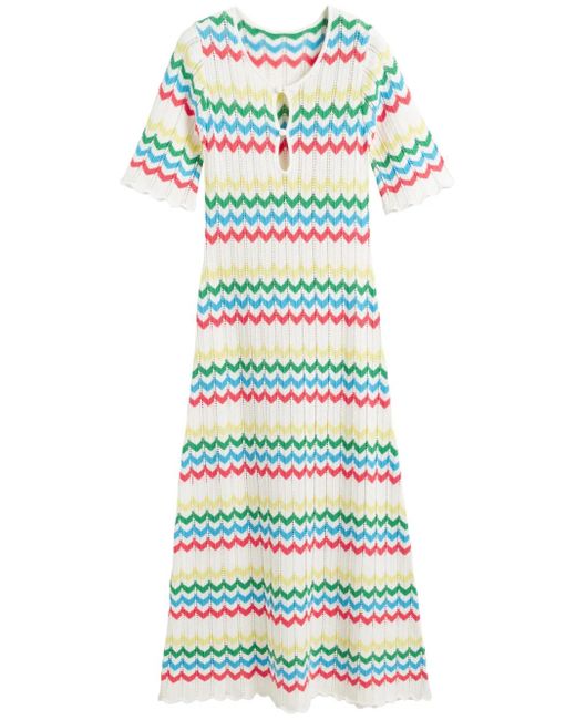 Chinti & Parker Green Chevron-Knit Midi Dress
