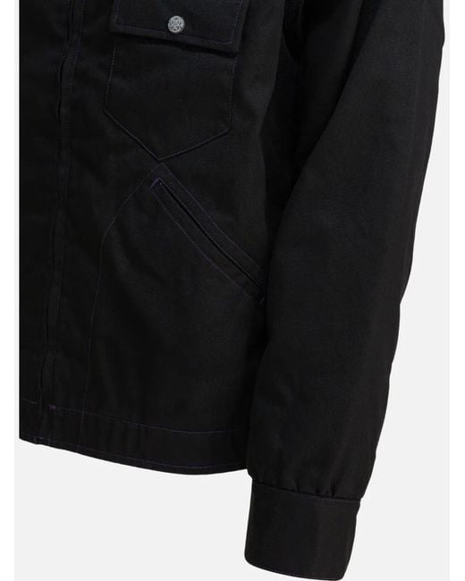 Needles Black Pe/C Twill Logo Chest-Pocket Jacket