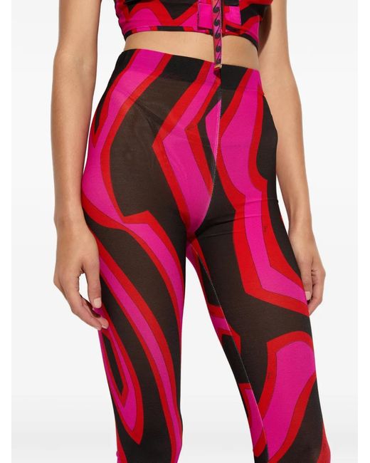 Emilio Pucci Red Labirinto-Print Leggings