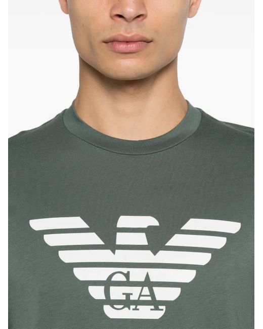 メンズ Emporio Armani ロゴ Tシャツ Green