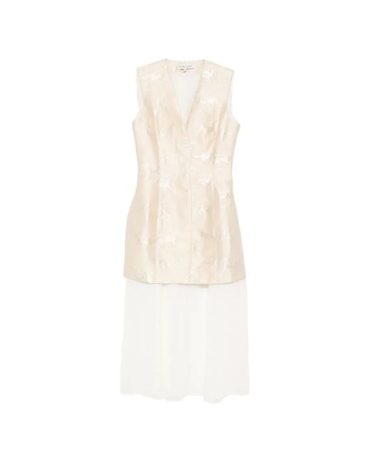 Stine Goya White Animal-Print Sleeveless Midi Dress