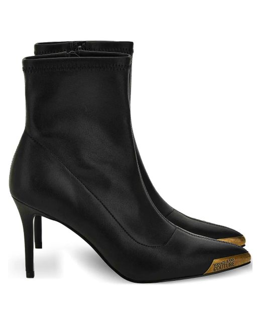 Versace Jeans Couture Black Metallic-Toe Slip-On Boots