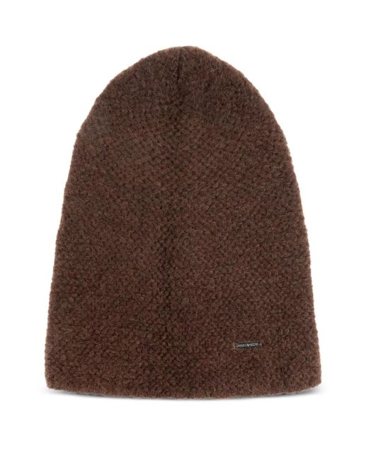 DSquared² Brown Strukturierte Beanie mit Logo-Schild