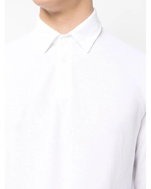 Zanone White Long-Sleeve Cotton Polo Shirt for men