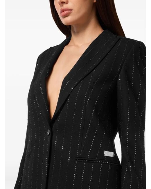 Philipp Plein Black Pailettes Boyfriend Fit Blazer
