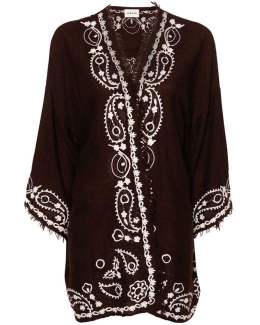 P.A.R.O.S.H. Black Floral-embroidery Cashmere Cardigan