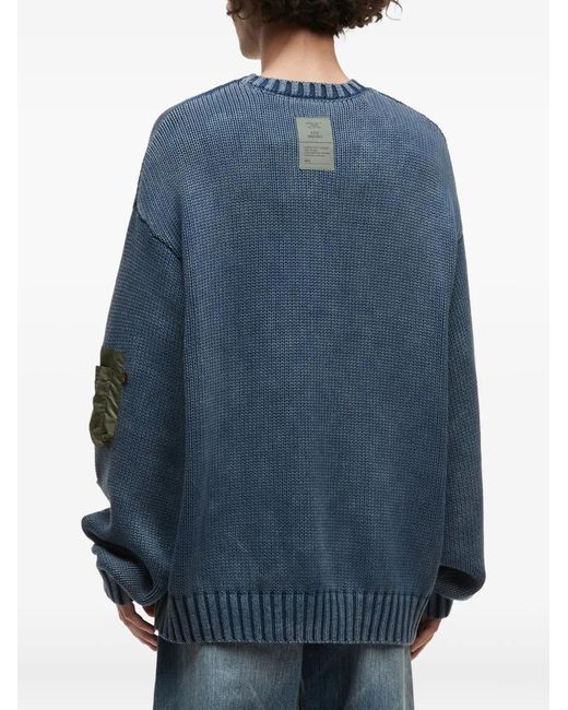 Alpha Industries Blue Pocket-Patch Crew-Neck Sweater for men