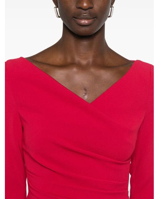 Robe Mi-Longue À Design Froncé Talbot Runhof en coloris Red
