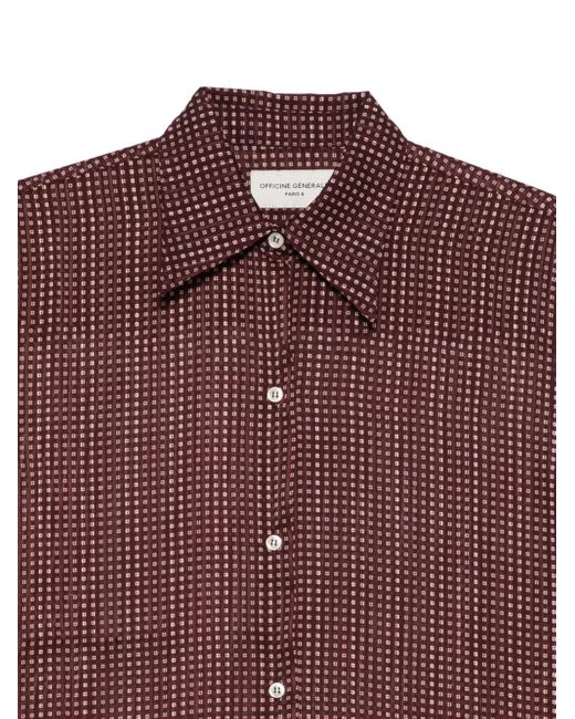 Officine Generale Purple Geometric-Print Shirt