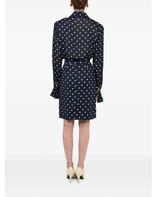 ROWEN ROSE Blue Jupe Ceinturée À Pois