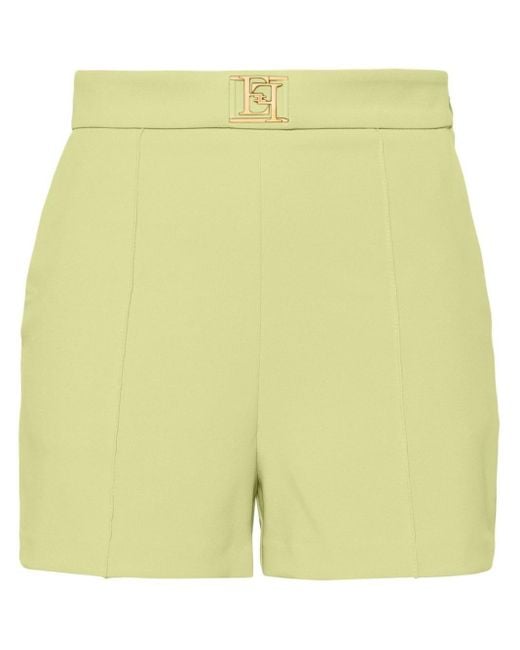 Pantalones cortos con placa del logo Elisabetta Franchi de color Yellow