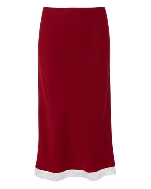 Victoria Beckham Lace Trim Slip ミディスカート Red