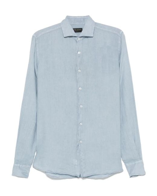 Dell'Oglio Blue Linen Shirt for men