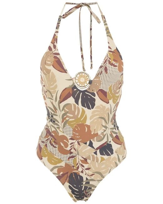 Amir Slama Multicolor Palm Leaf Print Swimsuit