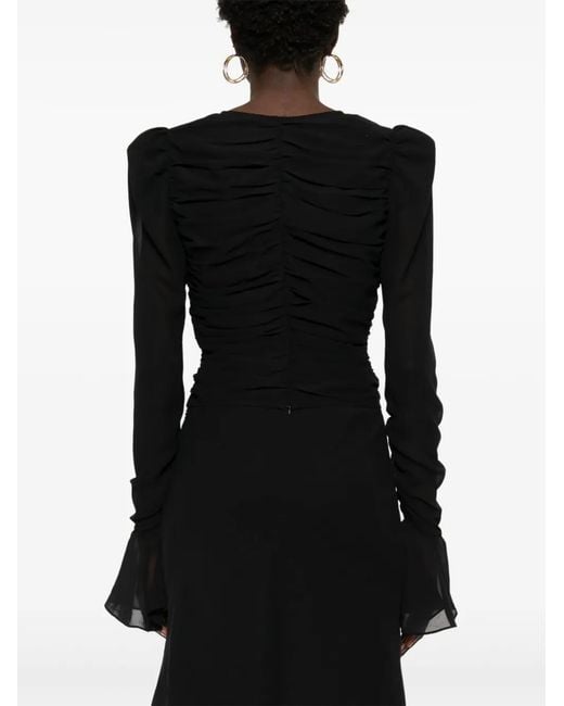 ROTATE BIRGER CHRISTENSEN Black Chiffon Long-Sleeve Top