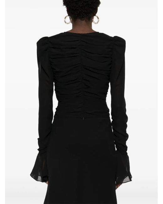 ROTATE BIRGER CHRISTENSEN Black Chiffon Long-Sleeve Top