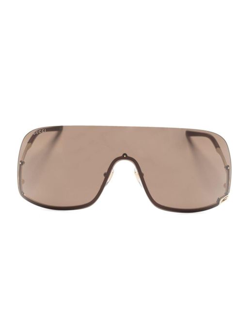 Gucci Pink Square-g-motif Shield-frame Sunglasses