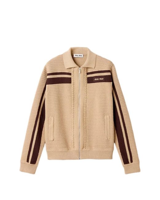 Miu Miu Natural Cotton Crochet Cardigan