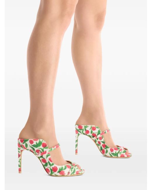 Malone Souliers White Tulip Print Sandals