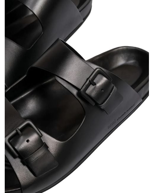 AMI Black Buckle-Strap Sandals