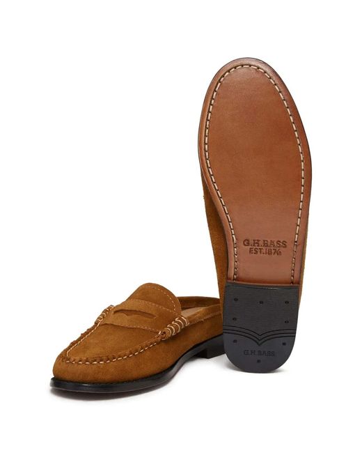 G.H.BASS Brown Weejuns Penny Slide Loafers