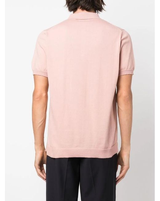 Woolrich Pink Logo-Embroidered Knitted Polo Shirt for men