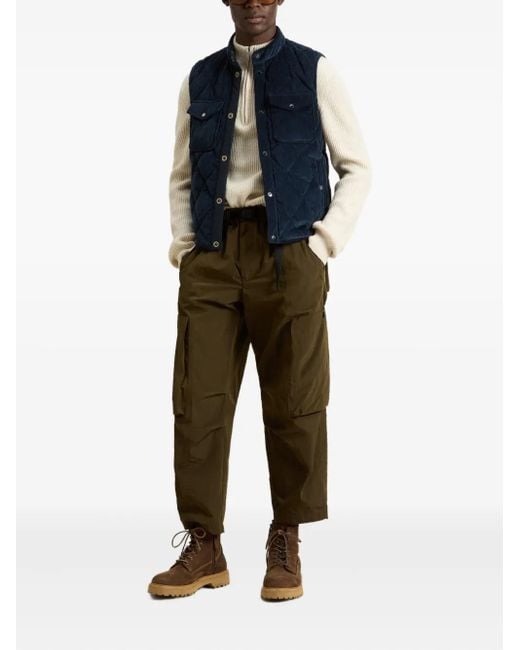 Woolrich Blue Quilted Corduroy Vest for men