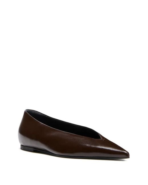 Proenza Schouler Brown Pointed-Toe Lambskin Ballet Flats