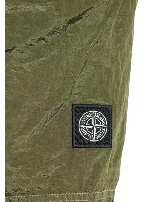 Stone Island Green Short De Bain À Patch Logo for men