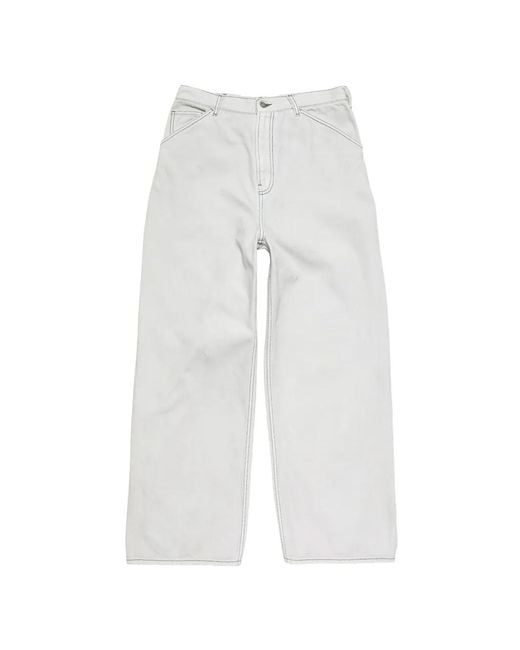 Acne White Bow-Embroidered Trousers for men