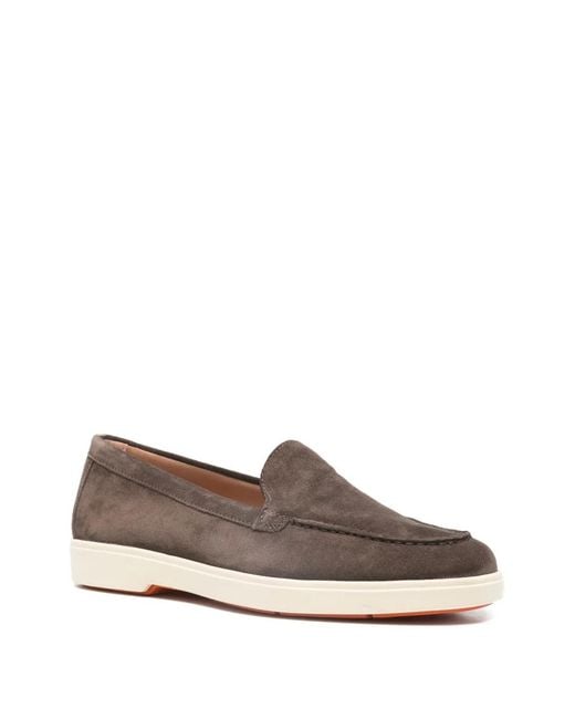 Santoni Brown Mocassins Yalta À Bout Rond