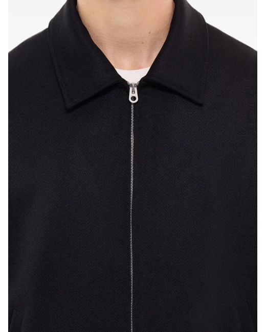 Fursac Black Zip-Front Spread-Collar Jacket for men