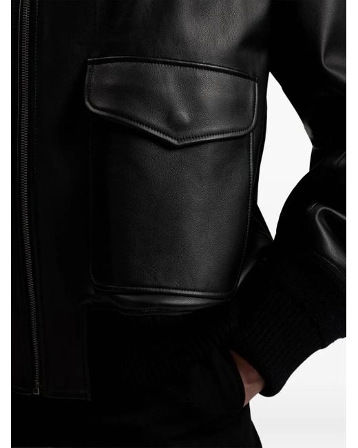 Ralph Lauren Black Zip-Front Leather Jacket