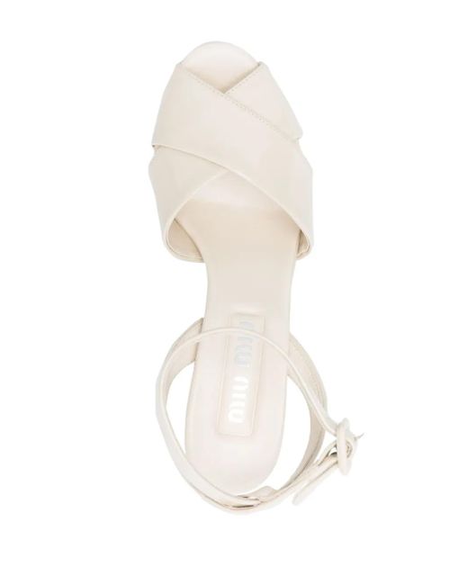 Miu Miu Natural 105Mm Leather Platform Sandals