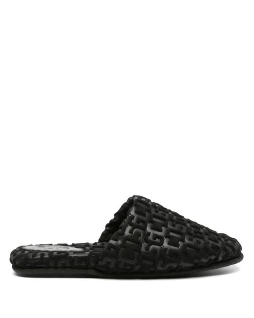 Gcds Black Logo-Embossed Monogram Slippers