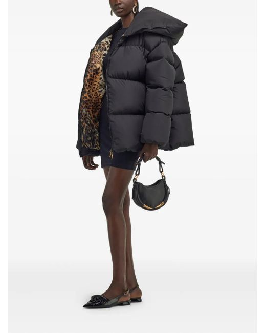 Roberto Cavalli Blue High-Collar Puffer Jacket