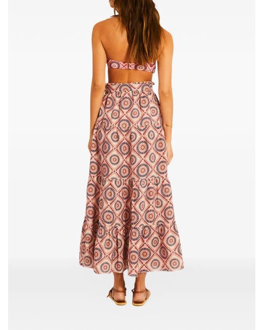 Lemlem Pink Sanaa Geometric-Pattern Maxi Skirt