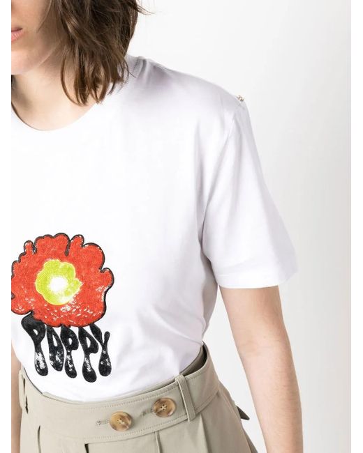 Sportmax White Graphic-Print Cotton T-Shirt