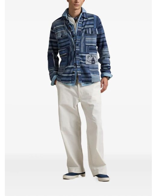 Polo Ralph Lauren Blue Patchwork Cardigan for men
