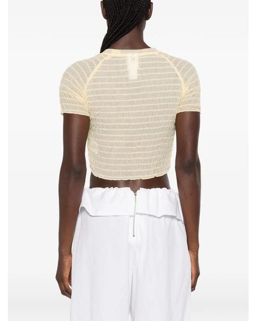 Adidas Natural Logo-Print Ruched T-Shirt