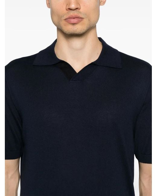 Canali Blue Polo-Collar T-Shirt for men