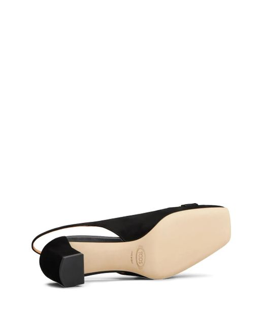 Tod's Black 50Mm Suede Slingback Pumps