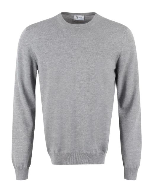 THE (Alphabet) Gray Crew-Neck Wool Sweater for men