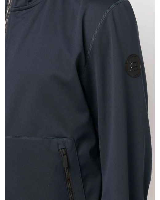 Woolrich Blue Zip-Up Hooded Windbreaker for men