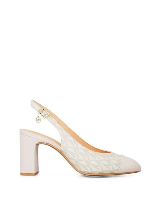 Michael Kors White Piper Flex Logo-Print Pumps