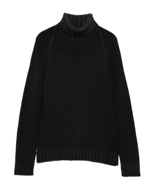 Base London Black Turtleneck Ribbed Sweater