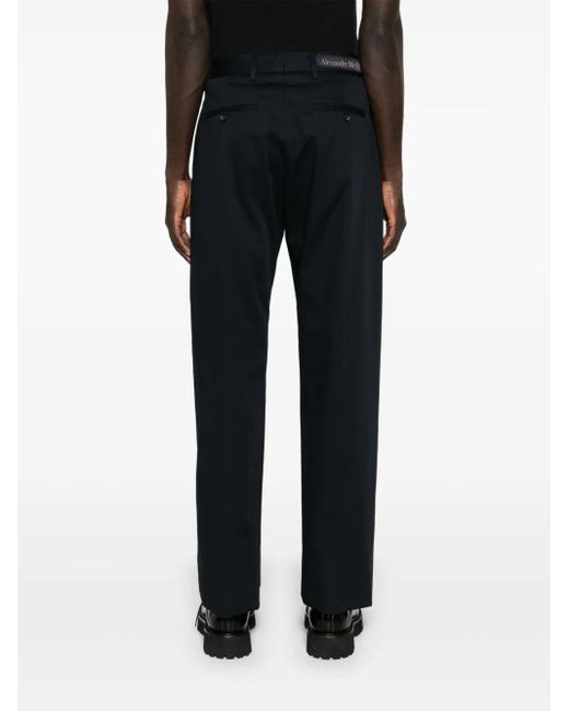 McQueen Blue Gabardine Straight-Leg Trousers for men