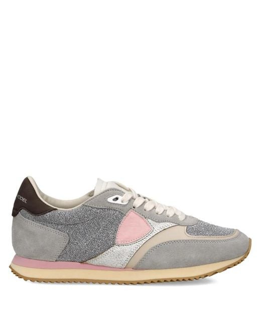 Philippe Model Gray Blville Glitter Panelled Trainers